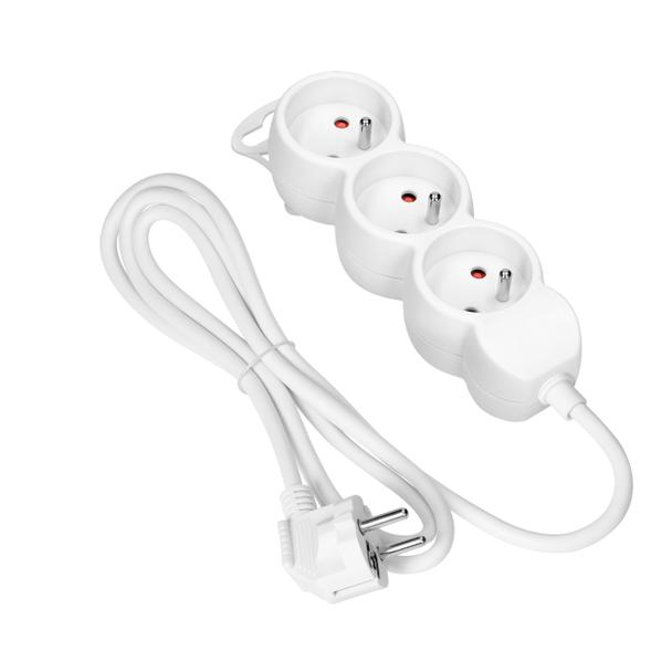 Przedłużacz 3x2P+Z,1,4m, 3x1mm2, biały