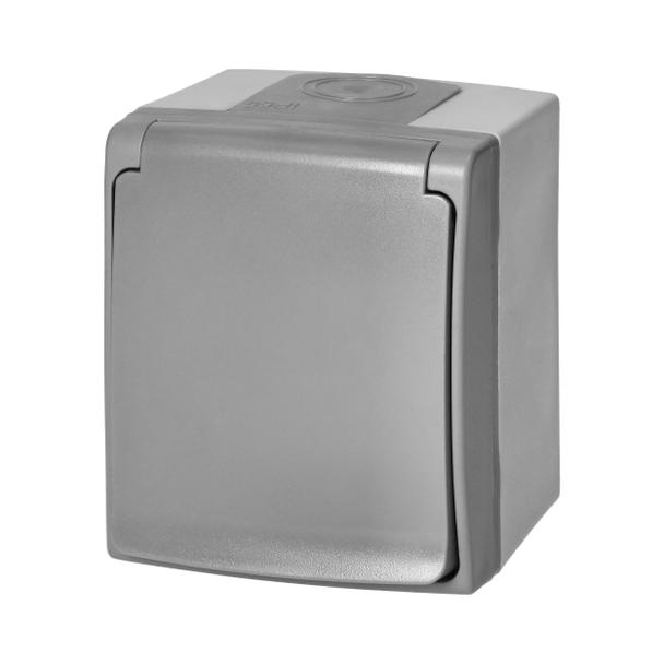 Gniazdo pojedyńcze 2P+Z AQUATIC PRO IP55, 16A, 230V AC, Szaro-Grafitowy