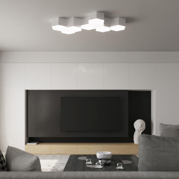 Lampa plafon sześciokątny biały SUNDE 13 SOLLUX