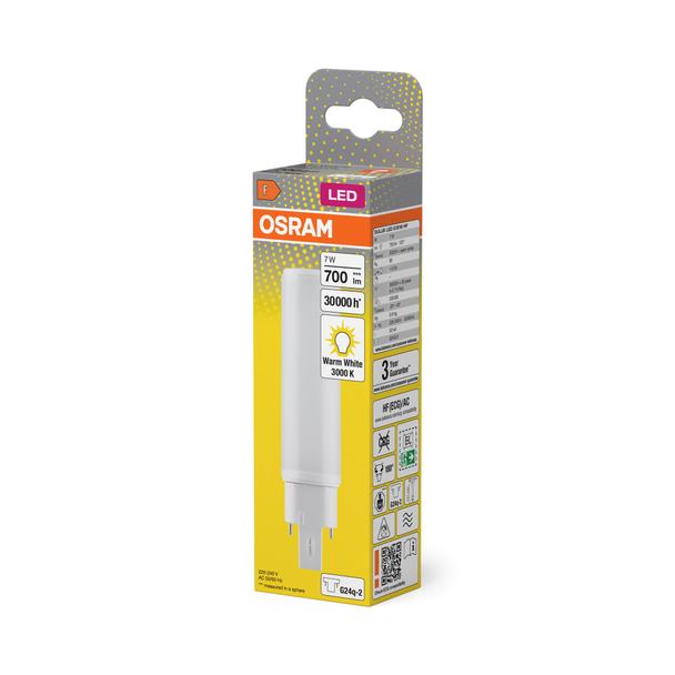Lampa DULUX D E LED FR 18 ECG, AC mains 7W 830 G24q-2