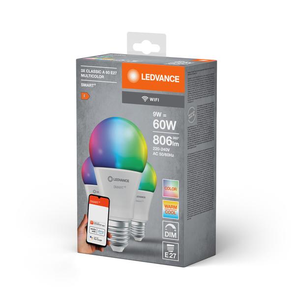 Lampa LED SMARTWIFI A60 9W 230V RGBWFR E27 4X3 LEDV