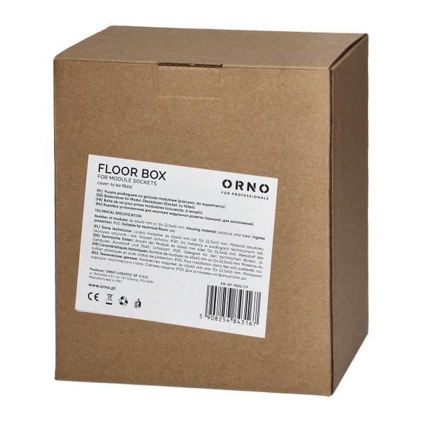 Puszka podłogowa na gniazda modułowe 6 x 45x45mm lub 12 x 22,5x45mm, pokrywa: materiał własny, czarn