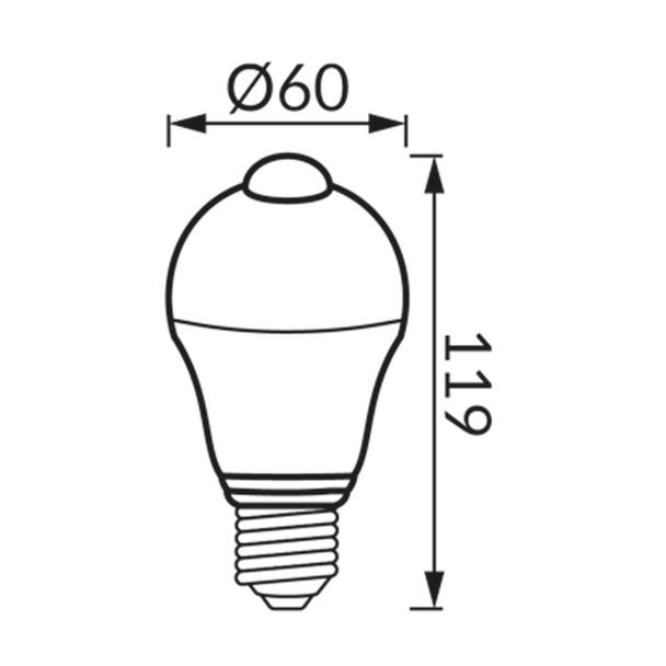 Lampa SMD LED z czujnikiem ruchu ERSTE LED PIR E27 7W NW