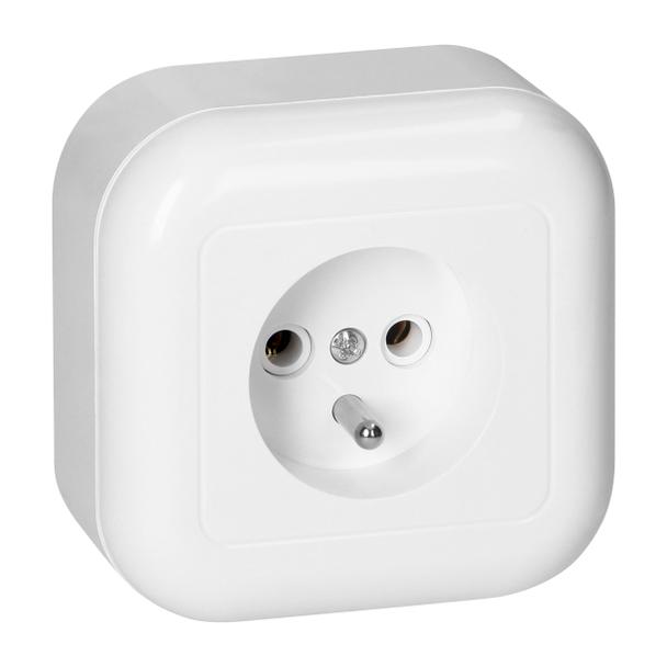 Gniazdo pojedyncze natynkowe 2p+Z 16A, 250V, FAN, biały