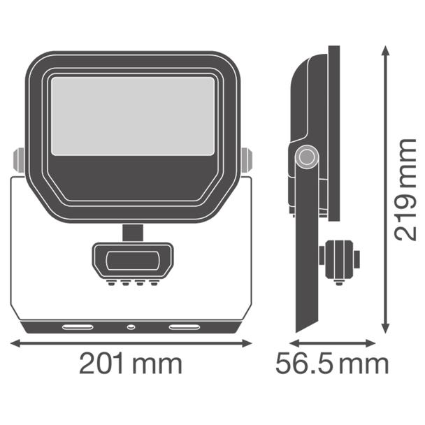Naświetlacz LED z czujnikiem ruchu FLOODLIGHT sensor PFM G4 27W41W IP65 3000K 133lm/W czarny LEDVANC