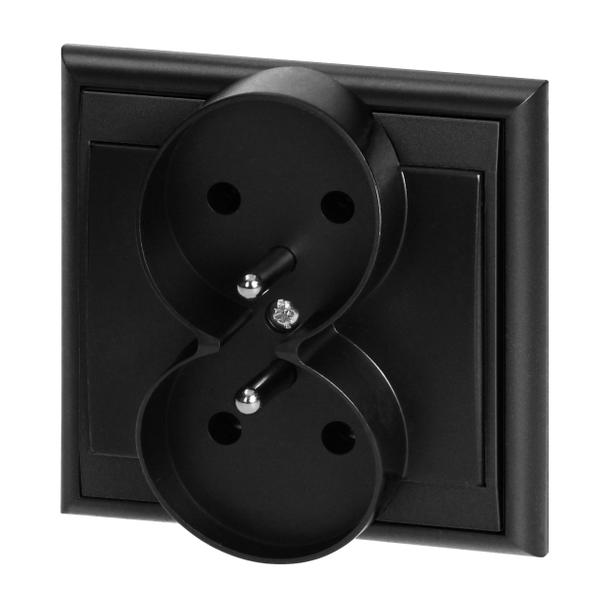 Gniazdo podwójne podtynkowe 2x2P+Z Luna, 16A, 250V, PT-6LR, czarny