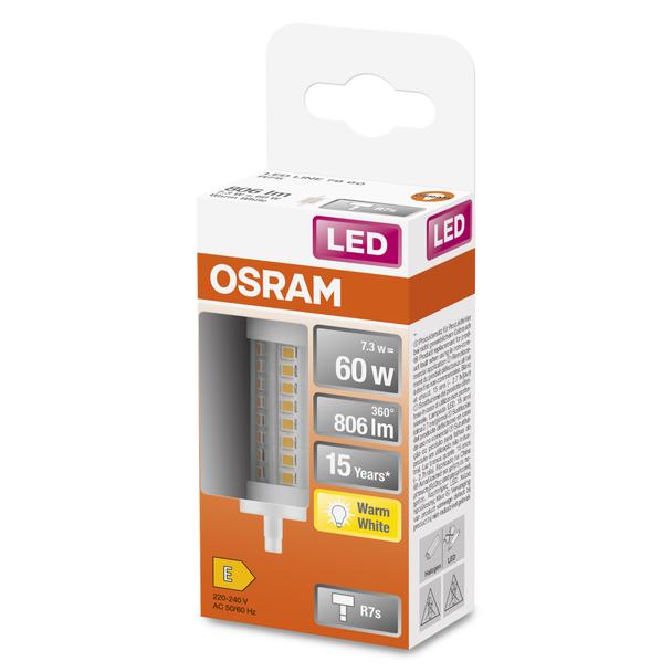 LED LINE 78mm 60 6,5W 827 230V R7S 6X1 LEDVANCE