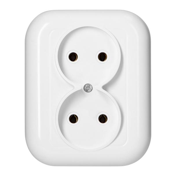 Gniazdo podwójne podtynkowe 2x2p 16A, 250V, FAN, biały
