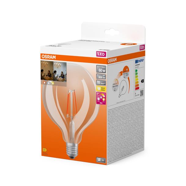 LED STAR+ CL GLOBE125 FIL 60 GLOWdim 6,5W 827 E27 LEDVANCE