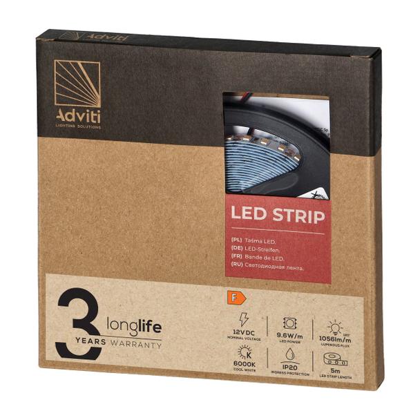 Taśma LED 12V 2835 120L/m 9,6W/m IP20 6000K 5m