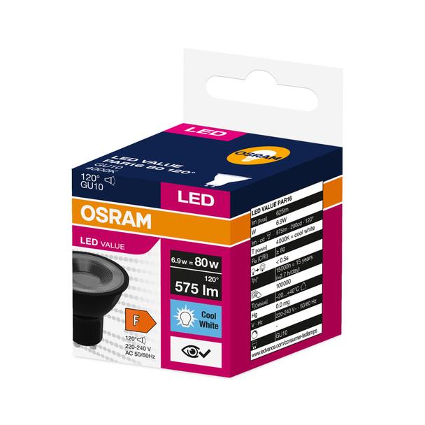 Lampa LED VALUE PAR16 80 120 6,9W/840 230V GU10 BK