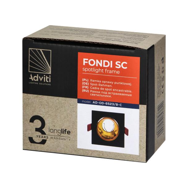 FONDI SC ramka dekoracyjna oprawy punktowej, MR16/GU10 max. 50W, kwadrat, stała, aluminiowa, czarno-