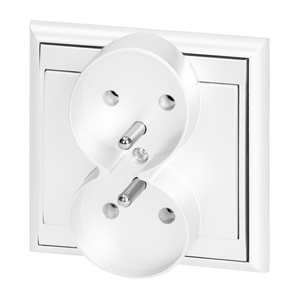 Gniazdo podwójne podtynkowe 2x2P+Z Luna, 16A, 250V, PT-6LR, biały