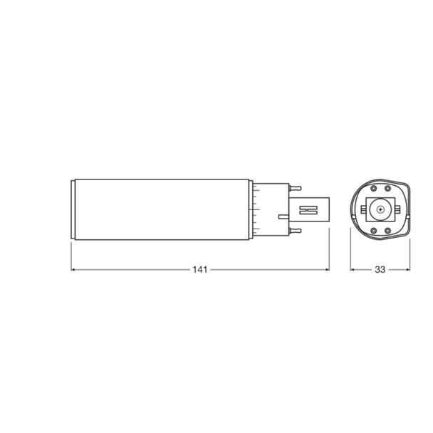 Lampa DULUX D E LED FR 18 ECG, AC mains 7W 830 G24q-2