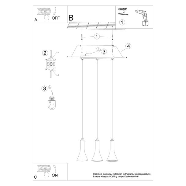 Sollux Lampa wisząca REA 3L beton SL.1225