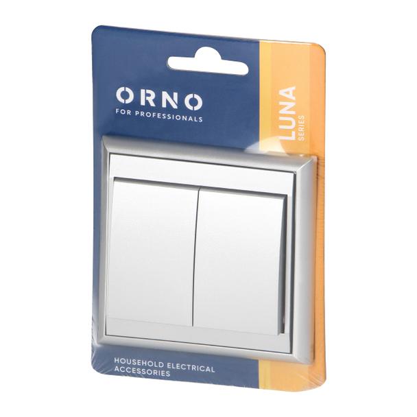 Łącznik podtynkowy świecznikowy Luna, 10A, 250V, WP-2L, srebrny