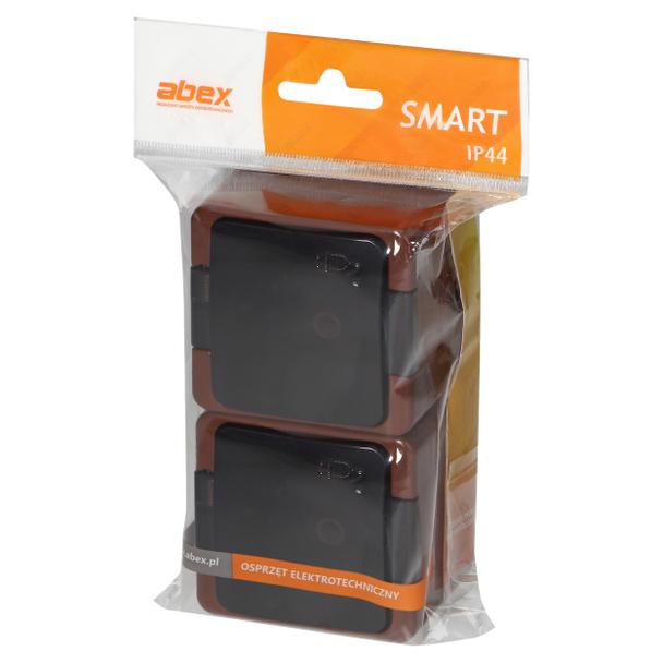 Gniazdo podwójne 2x 2P+Z SCHUKO bryzgoodporne z klapką dymną IP44, SMART, brązowy NT-7SL BRĄZOWY ORNO