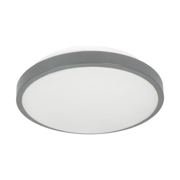 SELENE plafon, 2xE27 z mikrofalowym czujnikiem ruchu, 2x60W, klosz matowy - polistyren, IP54, szary