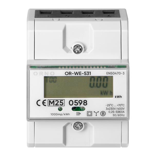 3-fazowy licznik energii elektrycznej, 80A, MID, 3 moduły, DIN TH-35mm