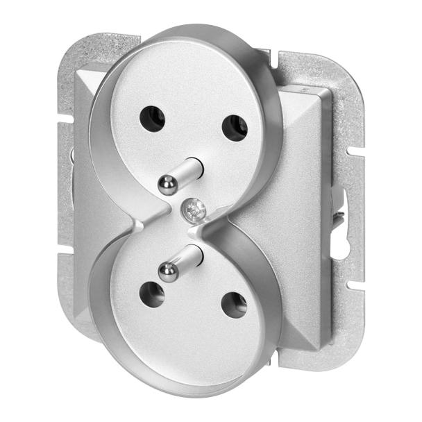 Gniazdo podwójne podtynkowe 2x2P+Z Pearl, 16A, 250V, PT-6 PR, srebrny