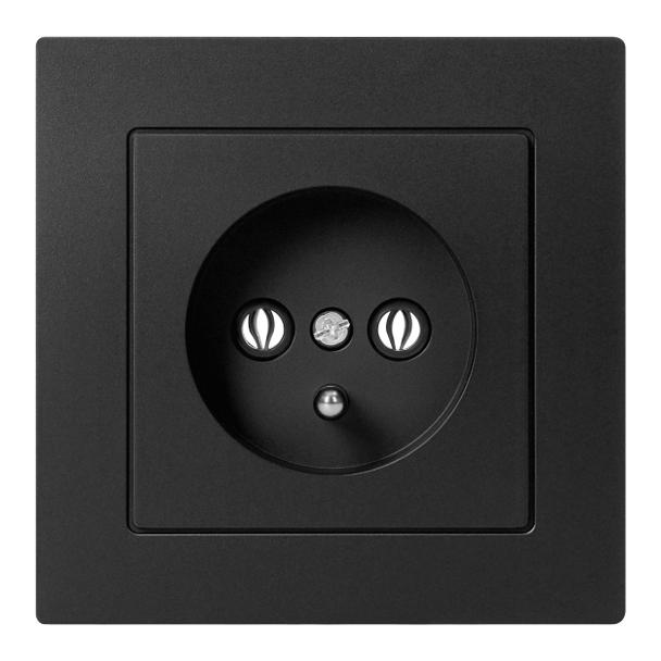 Gniazdo pojedyncze podtynkowe 2P+Z Malta, 16A, 250V, PT-16M, czarny mat