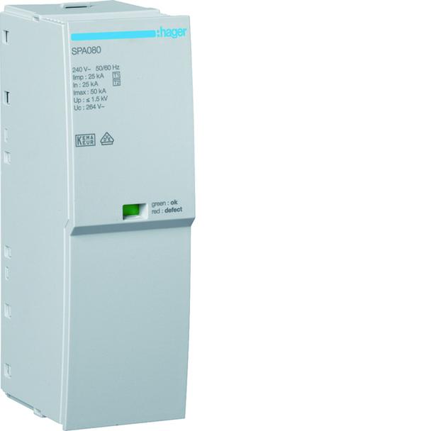 SPD Moduł T1 1P sieć TN-S/TN-C/TT(L-N) Iimp=25kA Up?1,5kV In=25kA do SPA180 SPA080 HAGER