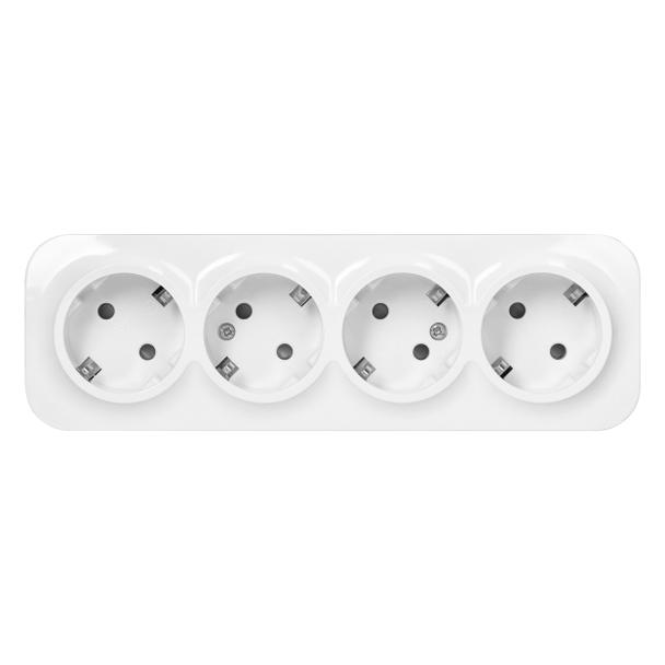 Gniazdo poczwórne natynkowy ToDo 2P+Z Schuko IP20, 16A, 230V AC, 16A, 230V AC, biały, 8 sztuk