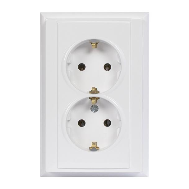 Gniazdo podwójne podtynkowe 2x2P+Z, Schuko Luna, 16A, 250V, PT-7L, biały