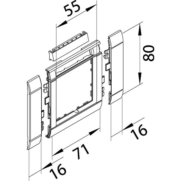 tehalit.WA Maskownica 80mm 1-krotna 55x55mm pole opisowe PC-ABS bezhalog biały