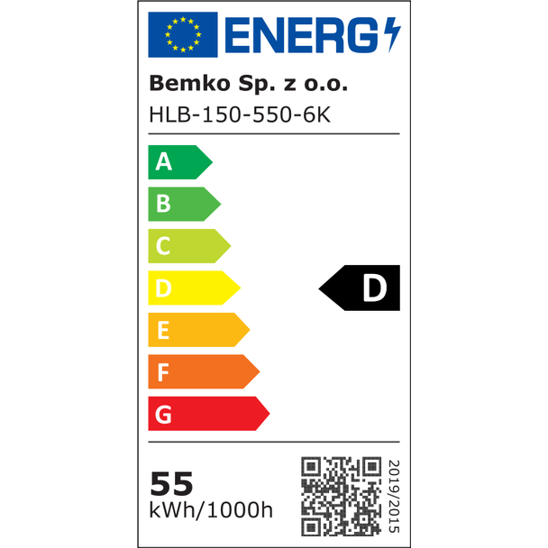 OPRAWA HERMETYK LED BALWIR 55W 6000K 7200LM IP65 C17-HLB-150-550-6K BEMKO