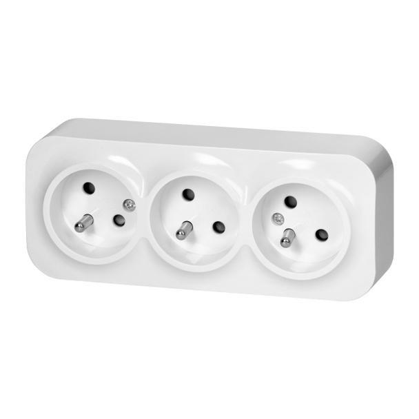 Gniazdo potrójne natynkowe ToDo 2P+Z IP20, 16A, 230V AC, 16A, 230V AC, biały, 10 sztuk