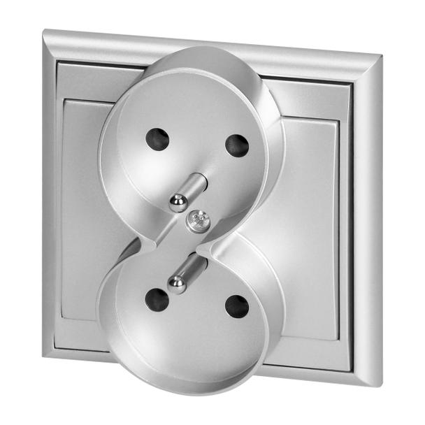 Gniazdo podwójne podtynkowe 2x2P+Z Luna, 16A, 250V, PT-6LR, srebrny OR-OE-7606/G ORNO