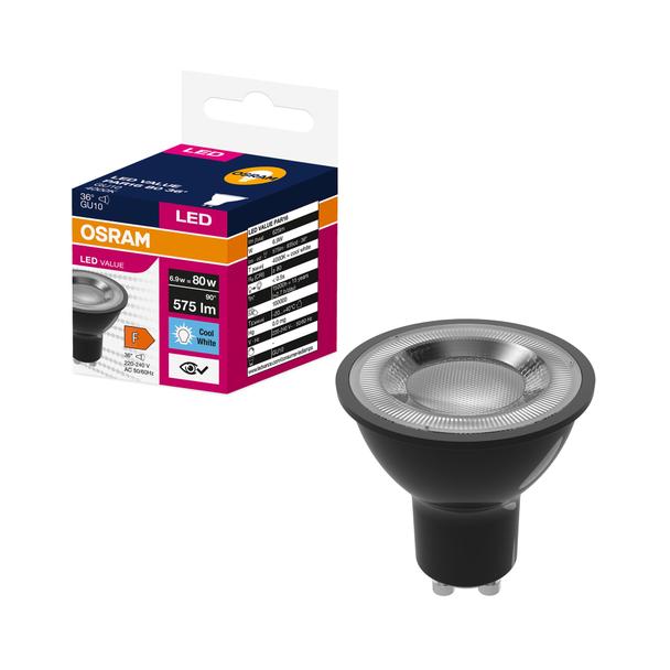 LED VALUE PAR16 80 36 6,9W 840 230V GU10 BK LEDVANCE