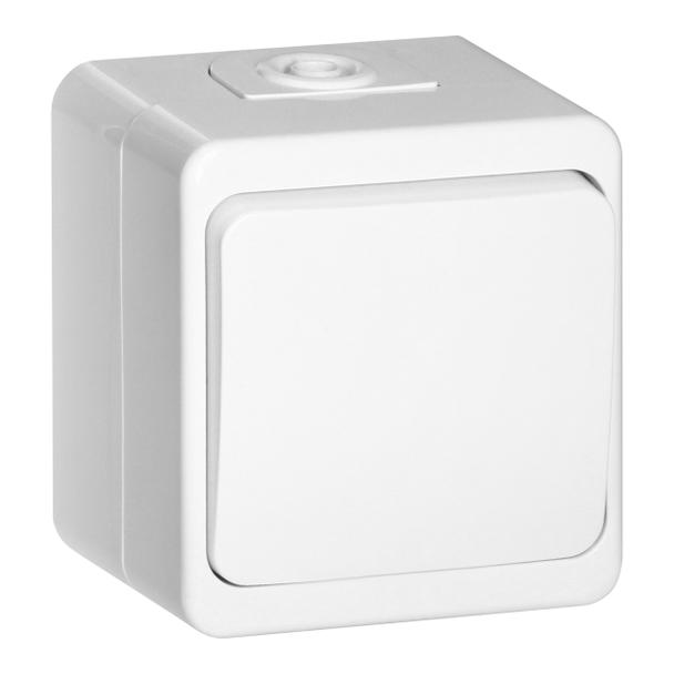 Łącznik zwierny natynkowy 10A, 250V, światło/dzwonek IP44, SMART, biały