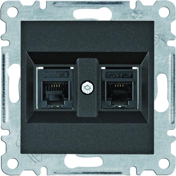 lumina Gniazdo telefoniczne podwójne RJ11, czarny WL2023 HAGER