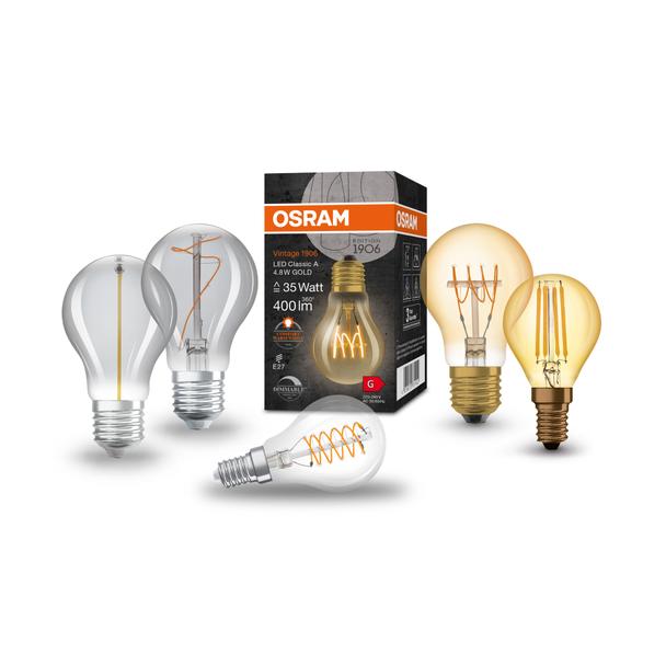 Lampa LED Vintage 1906 CL P Filament szkło przezroczyste GOLD 35 non-dim 4W 825 E14