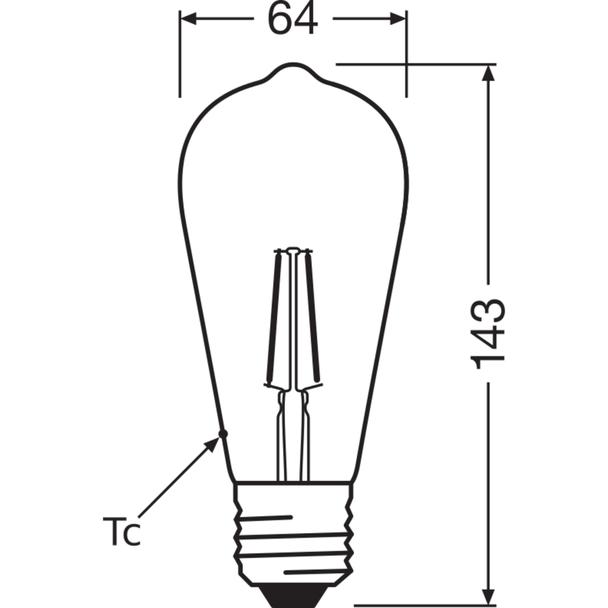 Lampa LED, klasyczny kształt bańki Edison 7W 827 230V szkło przezroczyste E27