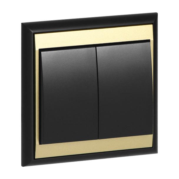 Łącznik podtynkowy świecznikowy Luna, 10A, 250V, WP-2L, czarny/złoty