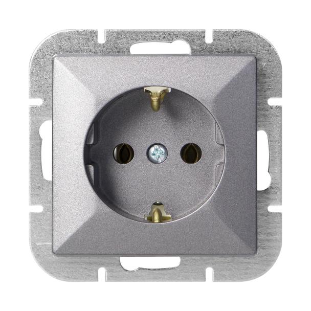Gniazdo pojedyncze podtynkowe 2P+Z Schuko Pearl, 16A, 250V, PT-17P, antracyt