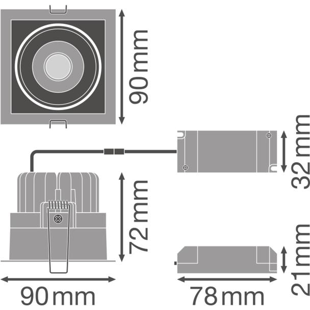 Oprawa SPOT SQUARE DARKLIGHT ADJUST 8W 3000K FL WT