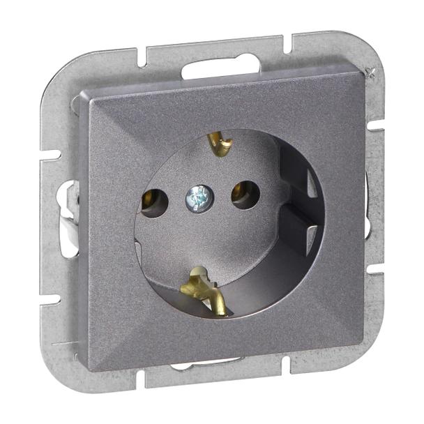 Gniazdo pojedyncze podtynkowe 2P+Z Schuko Pearl, 16A, 250V, PT-17P, antracyt