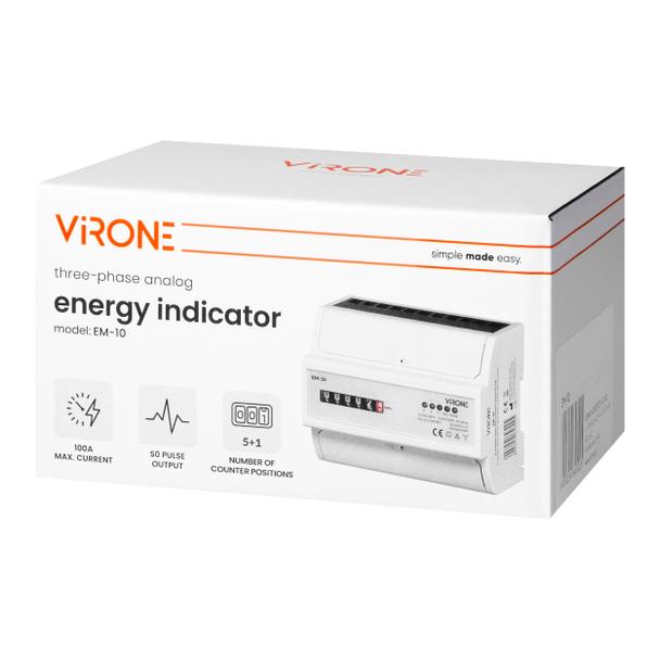 3-fazowy analogowy wskaźnik zużycia energii elektrycznej, 100A, 7 modułów, DIN TH-35mm