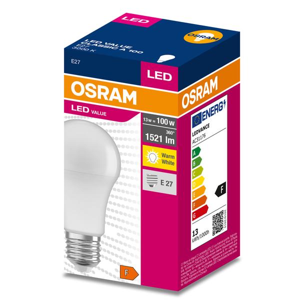 Lampa LED VALUE Classic A100 non-dim plastik 13W 830 E27