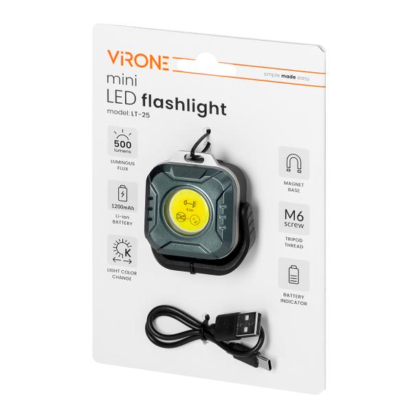 Mini latarka LED COB, 500lm, 1200mAh, CCT