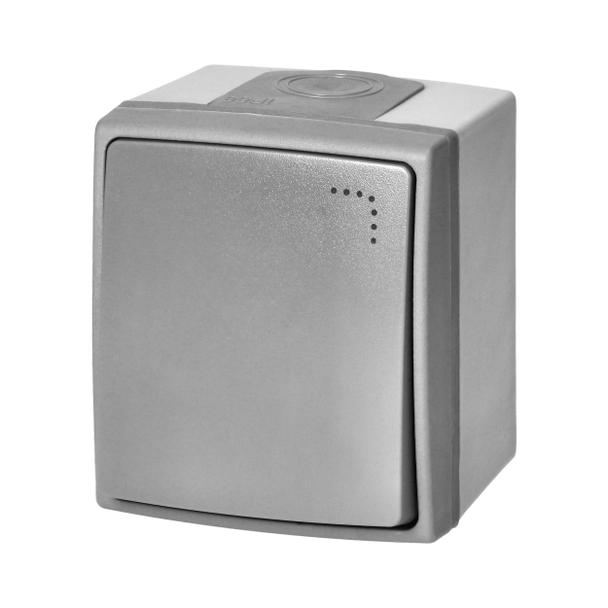 Łącznik jednobiegunowy z podświetleniem AQUATIC PRO IP55, 10A, 230V AC, Szaro-Grafitowy