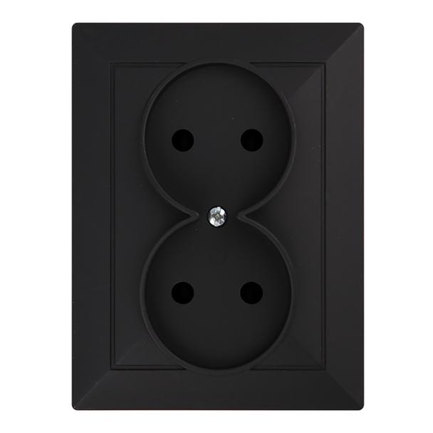 Gniazdo podwójne podtynkowe 2x2P Pearl, 16A, 250V, PT-5 P, czarny