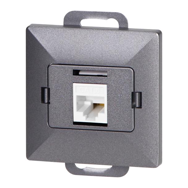 Gniazdo 1xRJ45 Cat5 Pearl, RJ45-5CAT/P1, antracyt