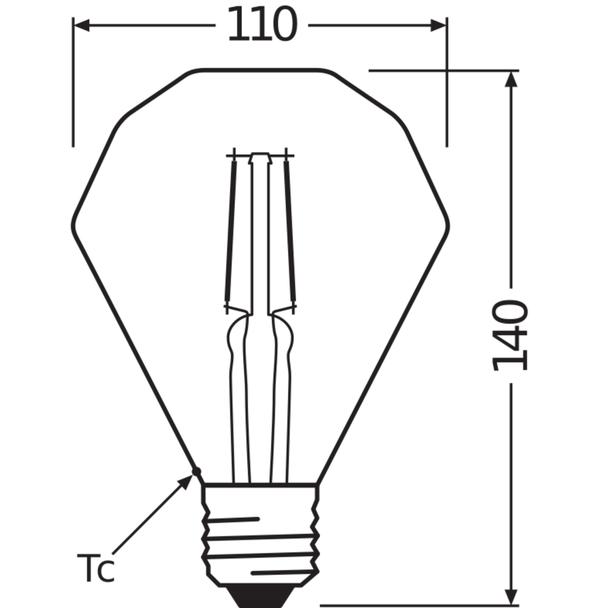 Lampa LED Vintage 1906 CL DIAMOND Filament szkło przezroczyste GOLD 40 non-dim 4,5W 825 E27