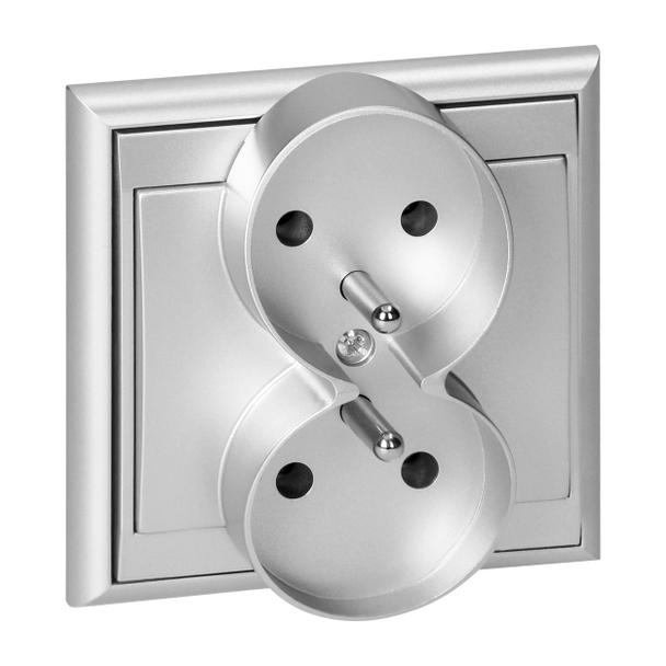 Gniazdo podwójne podtynkowe 2x2P+Z Luna, 16A, 250V, PT-6LR, srebrny