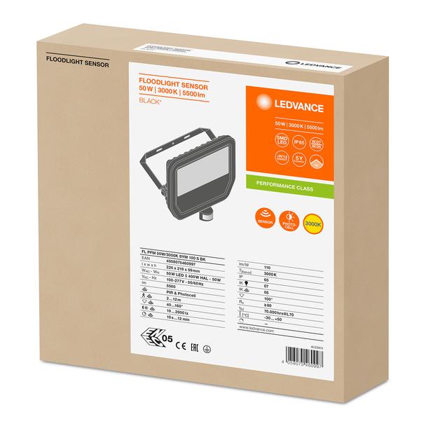 Naświetlacz FLOOD LED PERFORMANCE 50W 3000K SYM 100 SENSOR black